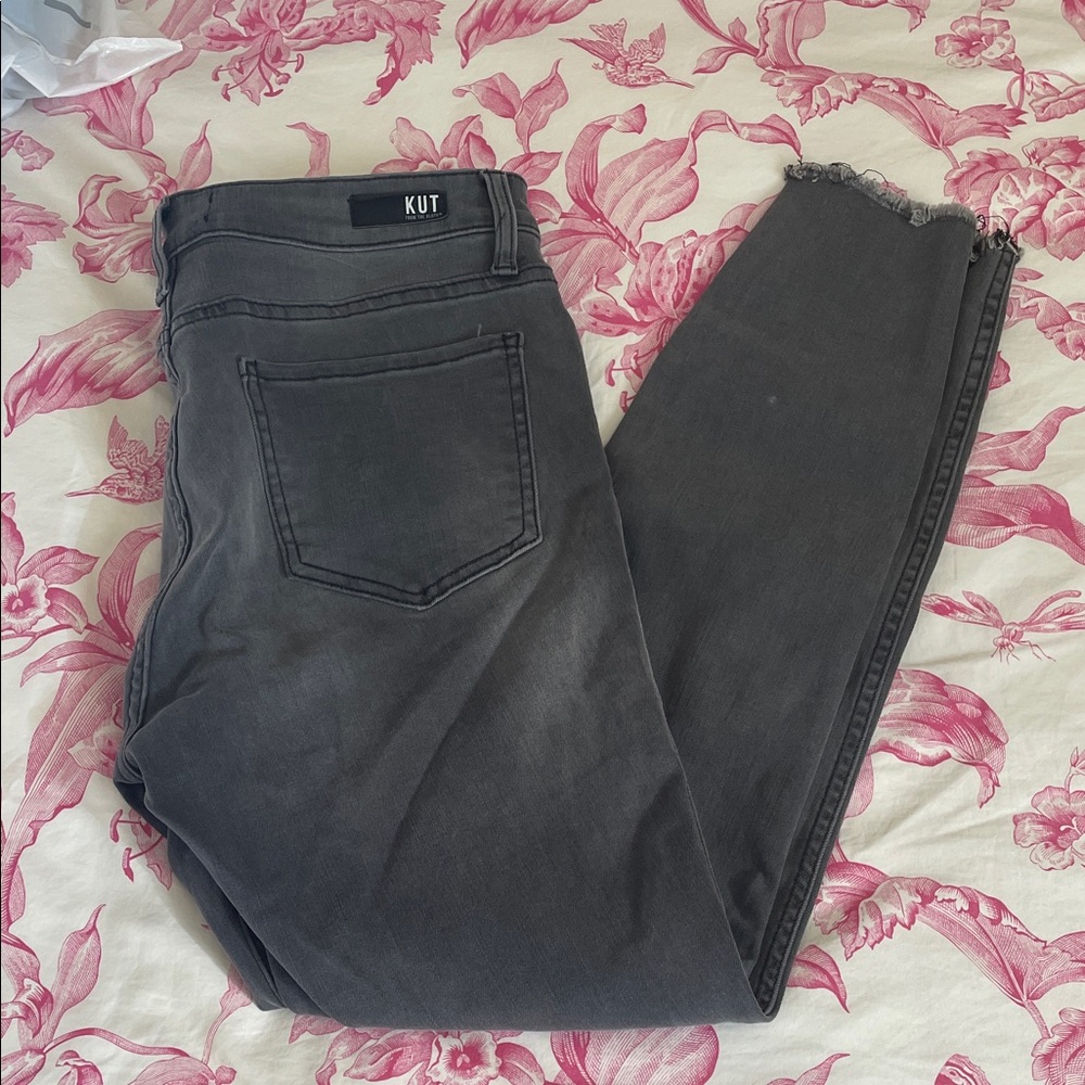 Kut from the Kloth High Rise Fab Ab Ankle Skinny Jeans - Gray Skinny